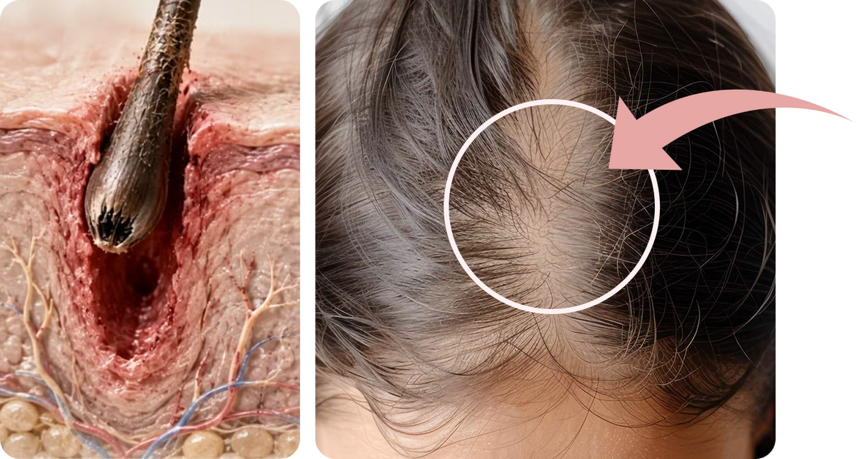 Extensions and hair follicle